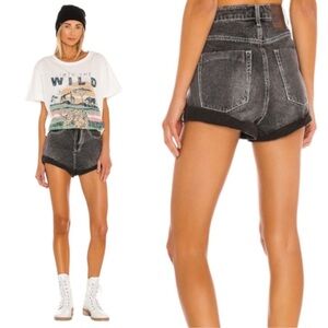 One x One Teaspoon Bandits Relaxed Long Rise Twisted Cuff Denim Jean Shorts
